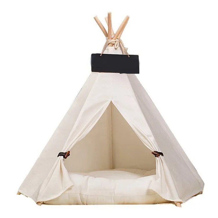 Natural Canvas Teepee Pet Bed