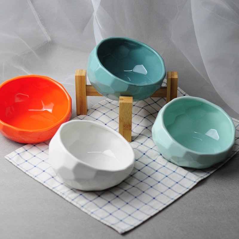 Faceted Ceramic Feeding Bowl Set